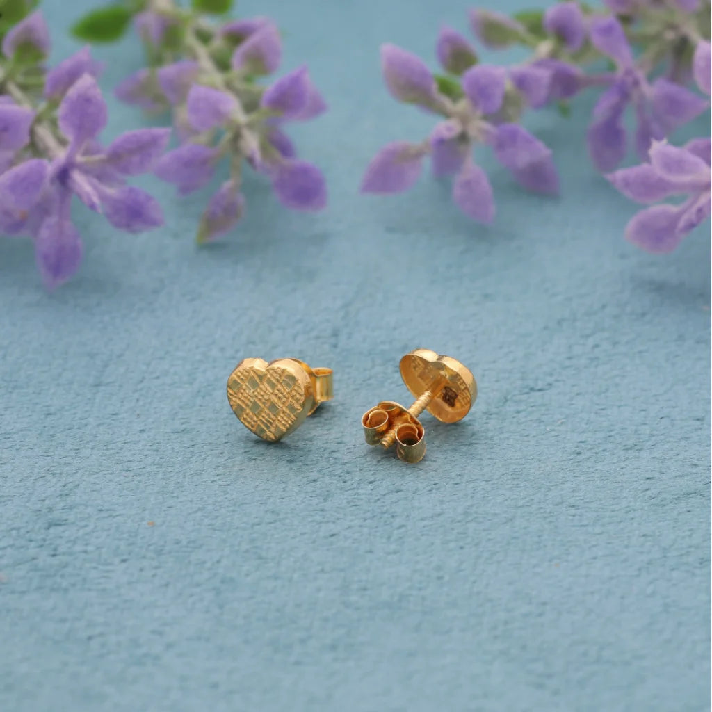 Basic stud earrings-Gold Heart Tri Shaped Design Earrings 18KT - FKJERN18K8235