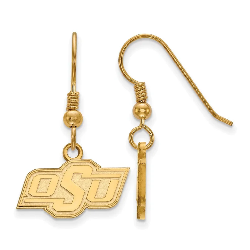 Vintage flair earrings-14k Gold Plated Silver Oklahoma State University Dangle Earrings