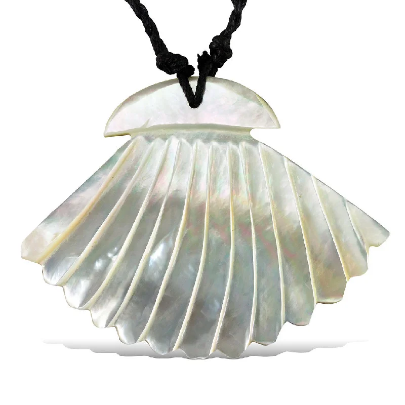 Tourmaline necklaces-Ocean Fan Shell Pendant