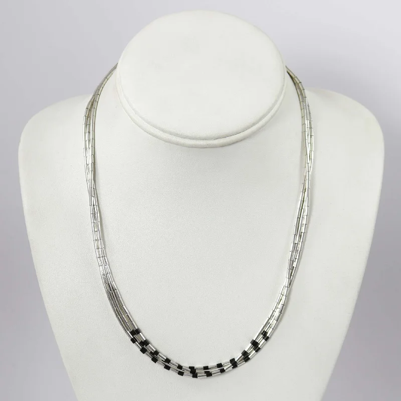 Persian style necklaces-Silver and Jet Bead Necklace