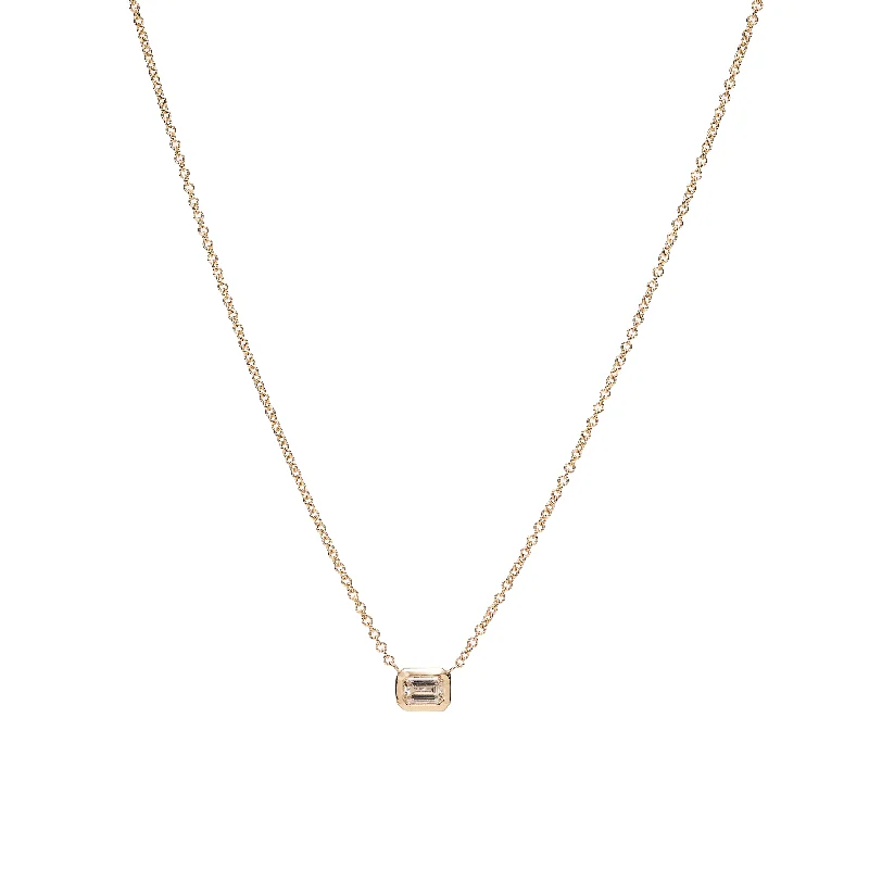 Wicker style necklaces-Métier Modern 18k Emerald Cut Diamond Necklace 16" - .30ct