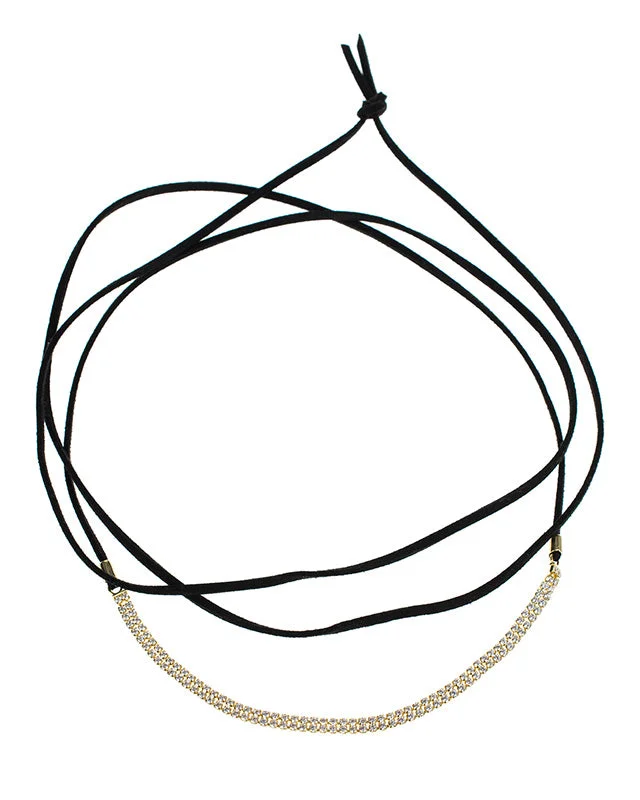 Wicker style necklaces-Round CZ Wrap Necklace