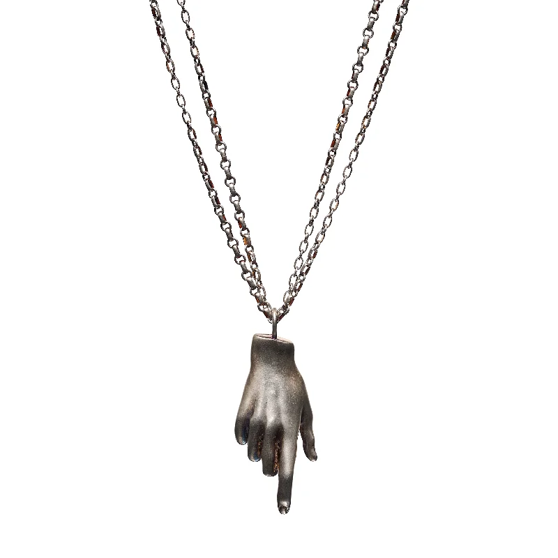 Full moon necklaces-Gabriella Kiss Silver Pope's Hand Necklace