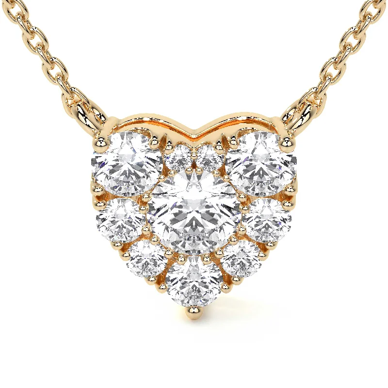 Old coin necklaces-Diamond Heart Shaped Pave