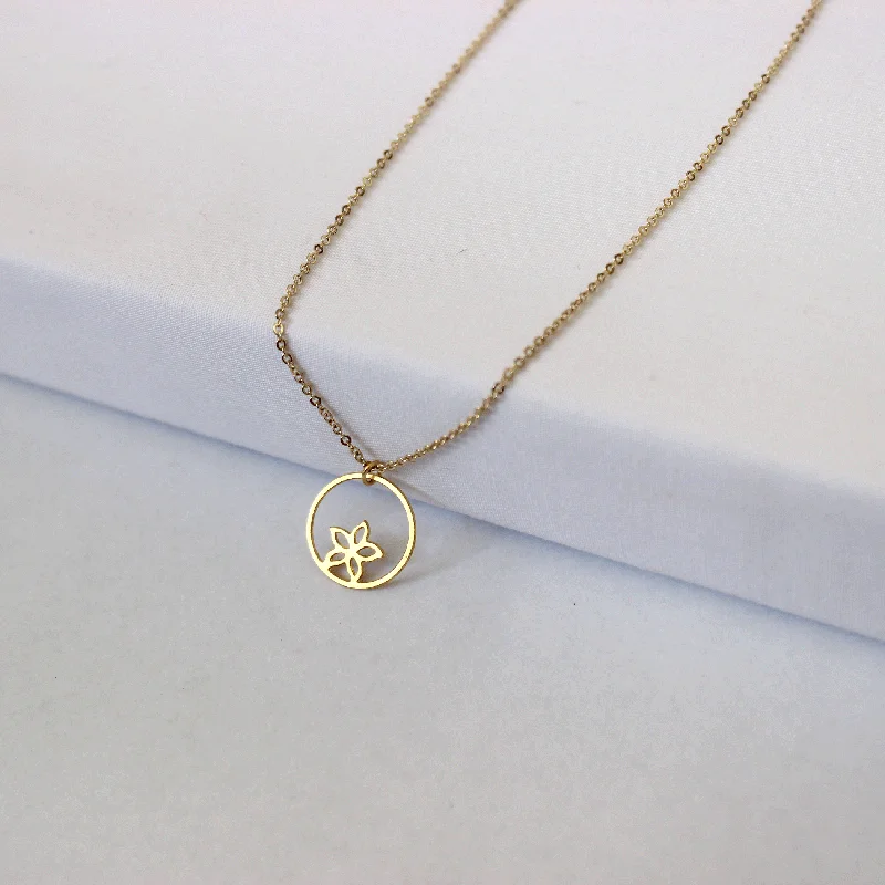 Linked knot necklaces-Circle Flower Necklace