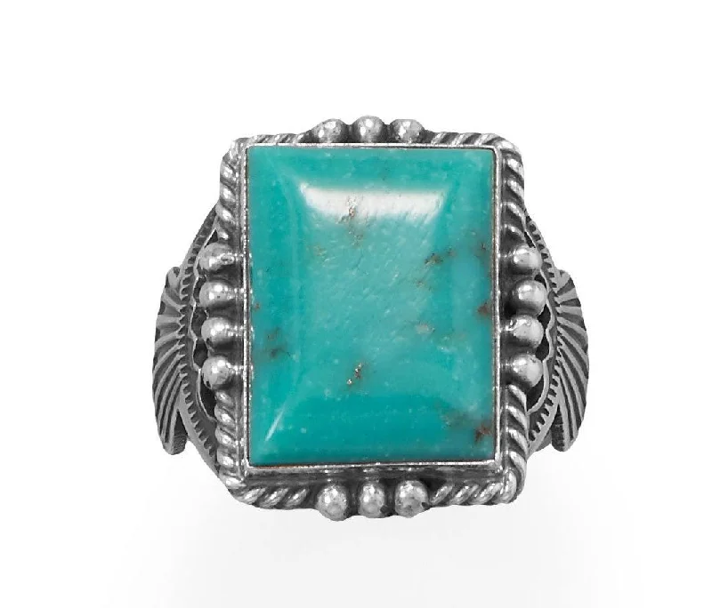 Multi-stone rings-Bold Turquoise! Native American Navajo Men's Ring 14-20mm