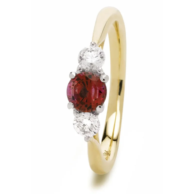 Infinity knot rings-Round Brilliant Ruby Three Stone Ring