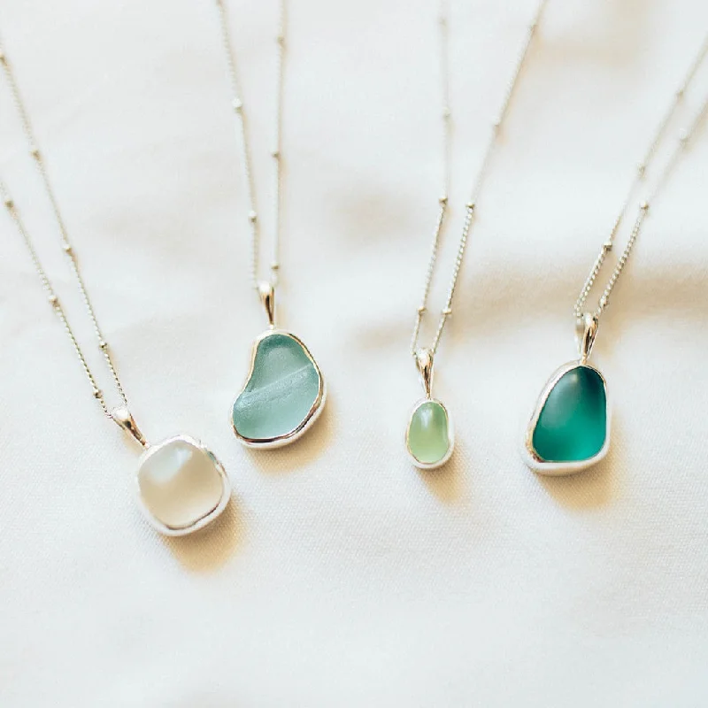 Regency style necklaces-Sea Glass Necklace (Handmade)