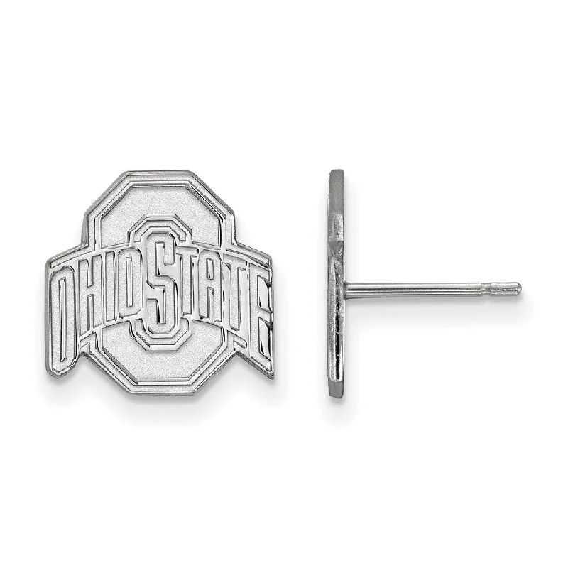 Round drop earrings-Sterling Silver Ohio State University Small Logo Post Earrings