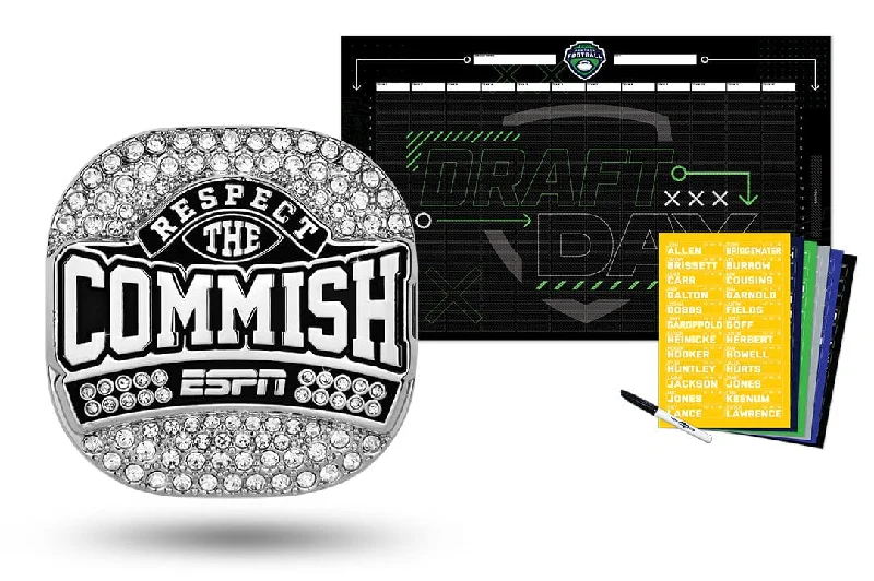 Round gem rings-Respect the Commish Ring + 2024 ESPN Draft Board Kit