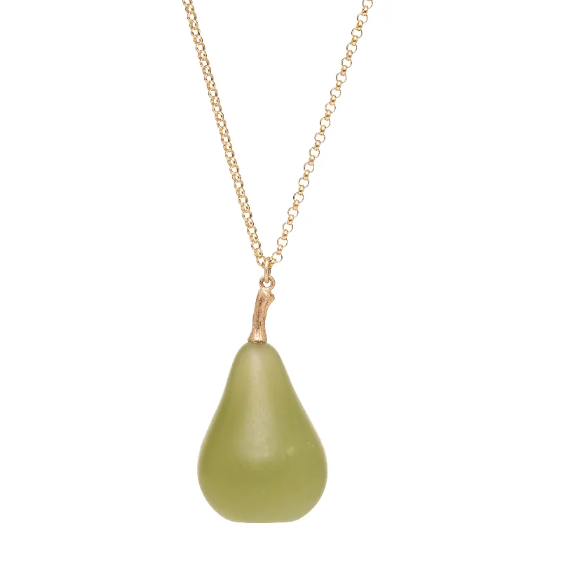 Ridged disc necklaces-Gabriella Kiss 14k Serpentine Pear Pendant Necklace- 30"