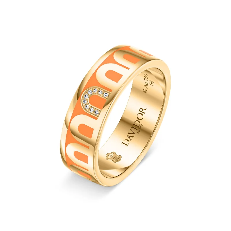 Clean eternity rings-L’Arc de DAVIDOR Ring MM, 18k Yellow Gold with Zeste Lacquered Ceramic and Porta Simple Diamonds