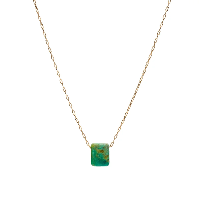 Vertical bar necklaces-TenThousandThings 18k Green Turquoise Chicklet Necklace