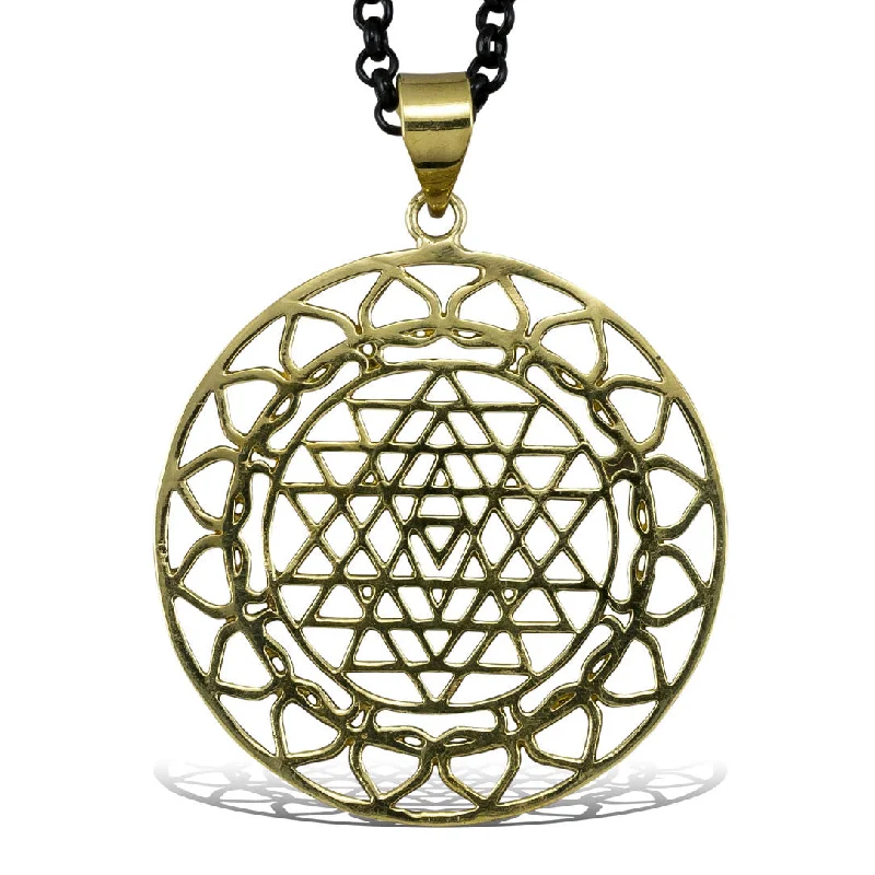 Infinity twist necklaces-<span>PBR-013<span>: </span></span>Sri Yantra Life - Brass Pendant