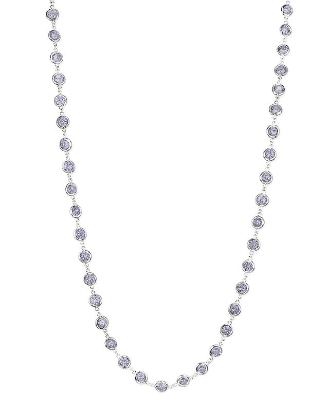 Heritage style necklaces-36" Round Lavender Bezel Set Necklace