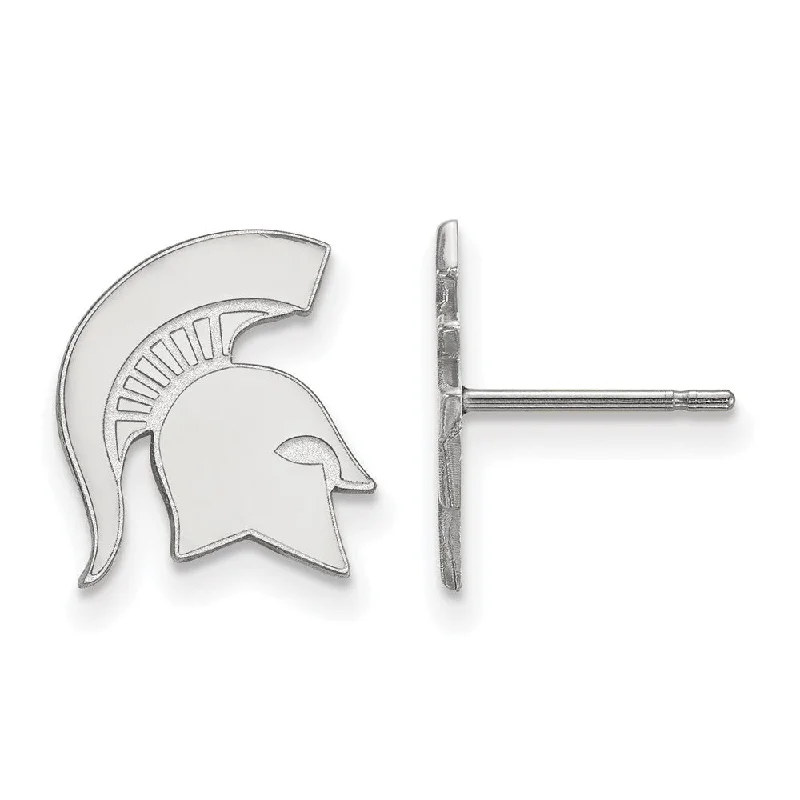 Diamond stud earrings-14k White Gold Michigan State University Small Post Earrings