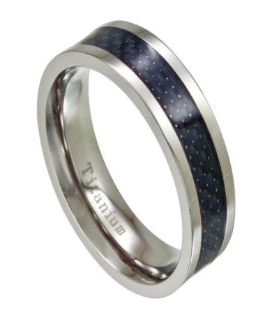 Fine pearl rings-Men's Titanium Black Carbon Fiber Ring | 7mm