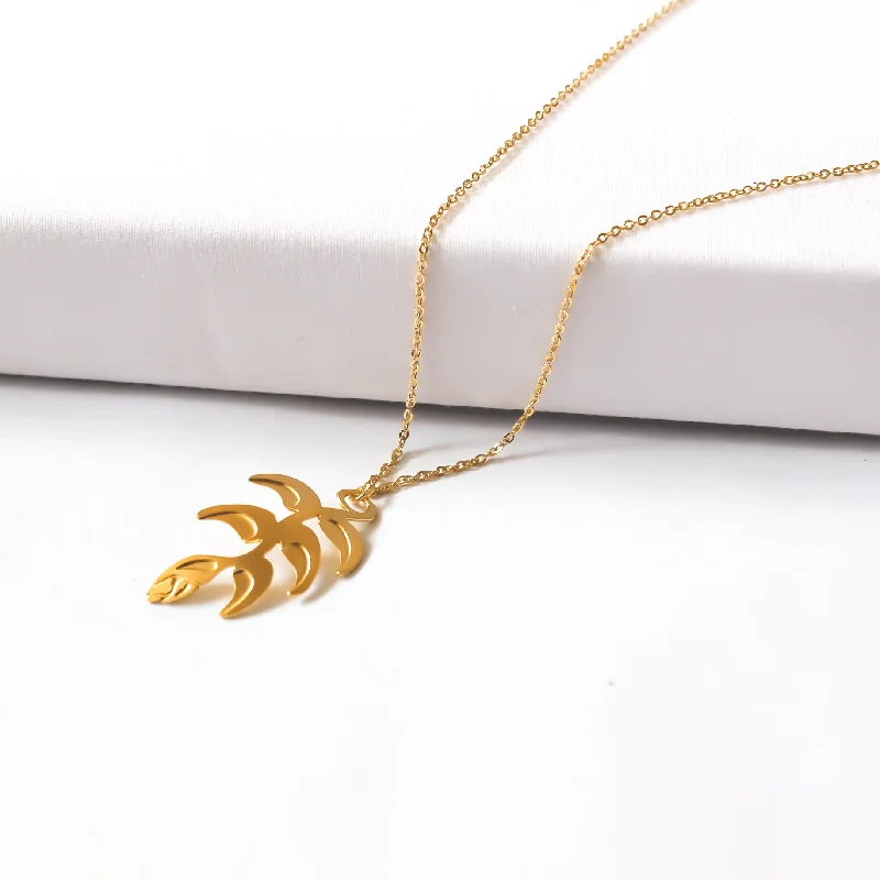 Brushed gold necklaces-Heliconia Necklace