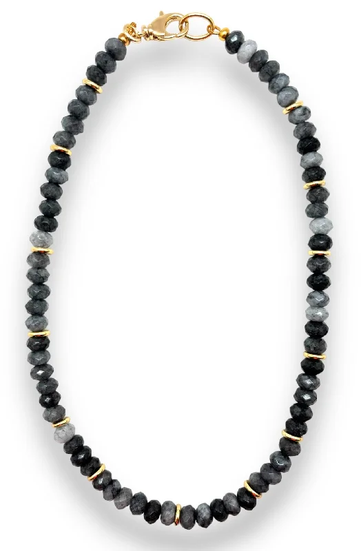 Smoky quartz necklaces-Grey Jade Beaded Necklace