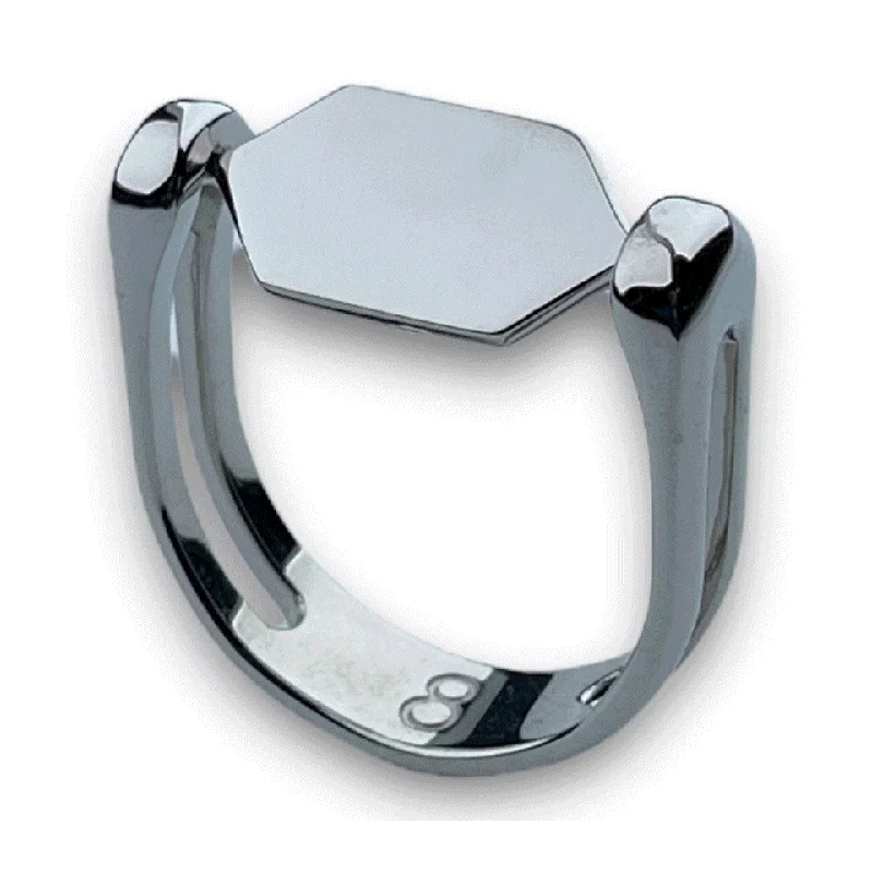 Citrine solitaire rings-HexBar™-Shaped Fidget Ring