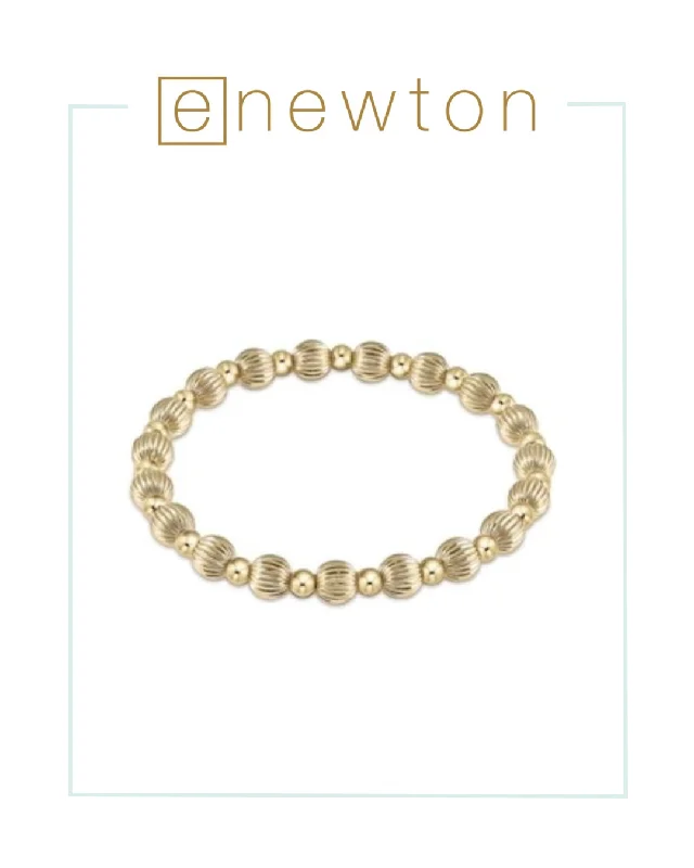 Round link bracelets-E Newton Dignity Grateful Pattern 6mm Bead Bracelet - Gold