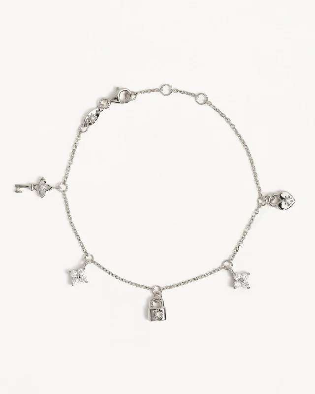 Dove charm bangles-Sterling Silver Love Unlocked Charm Bracelet