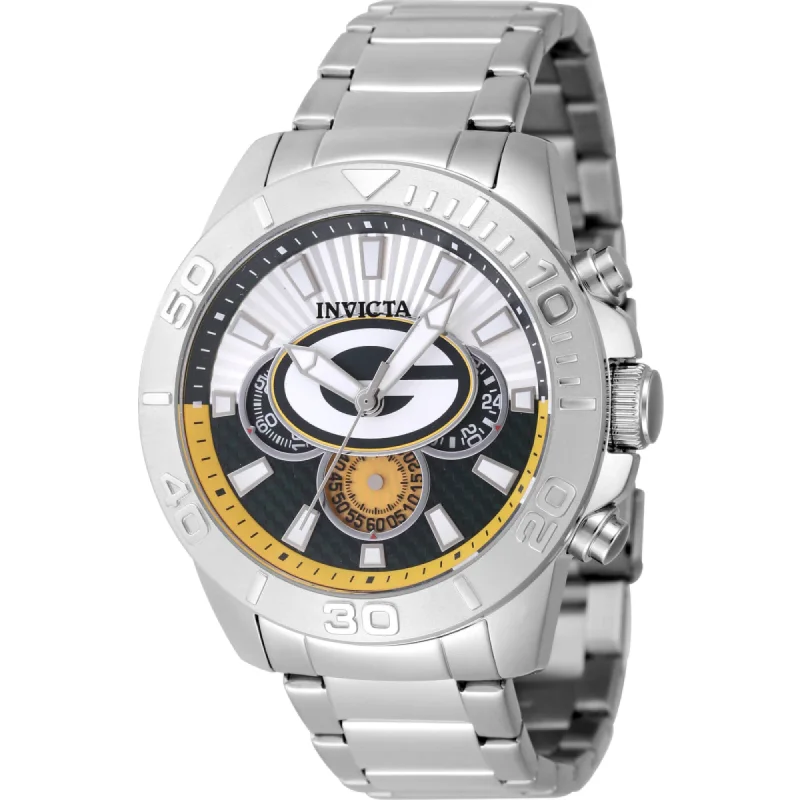 Broad link bracelets-Invicta Men's Watch - NFL Green Bay Packers Green, Silver Tone Dial Bracelet | 47952