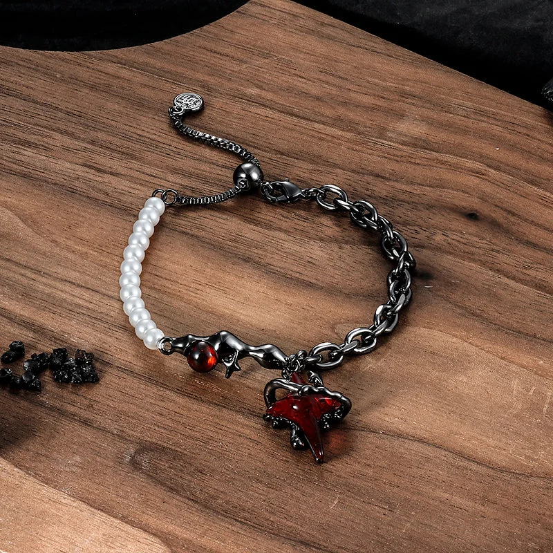 Woven bead bracelets-Gothic Thorns Four-Pointed Star Alloy Bracelet