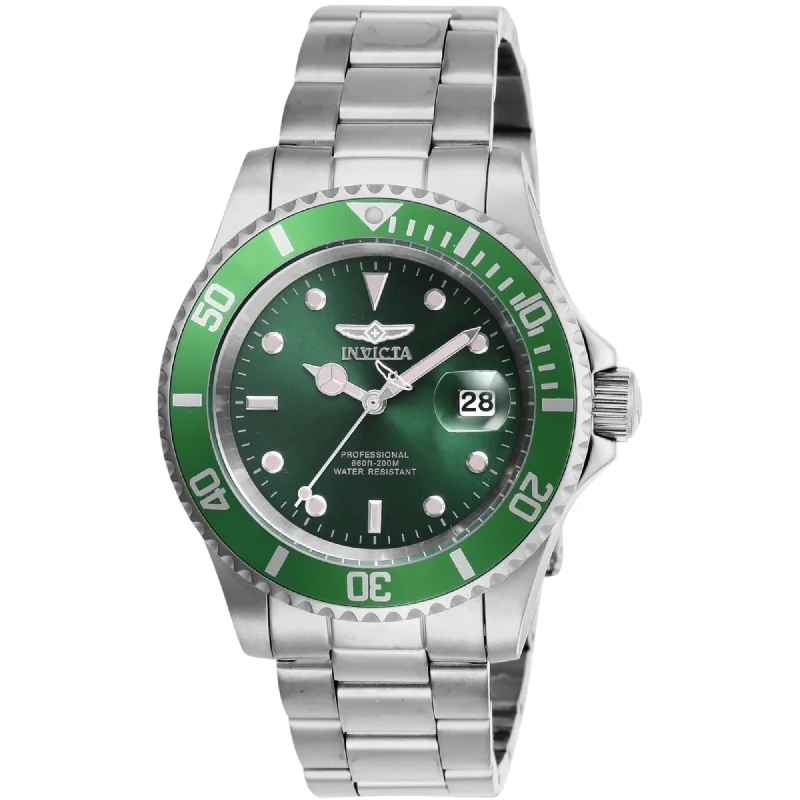 Heritage lock bracelets-Invicta Men's Watch - Pro Diver Green Dial Stainless Steel Bracelet Quartz | 47355