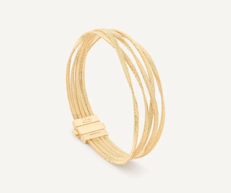 Wave theme bracelets-18K Yellow Gold 5-Strand Coil Bracelet