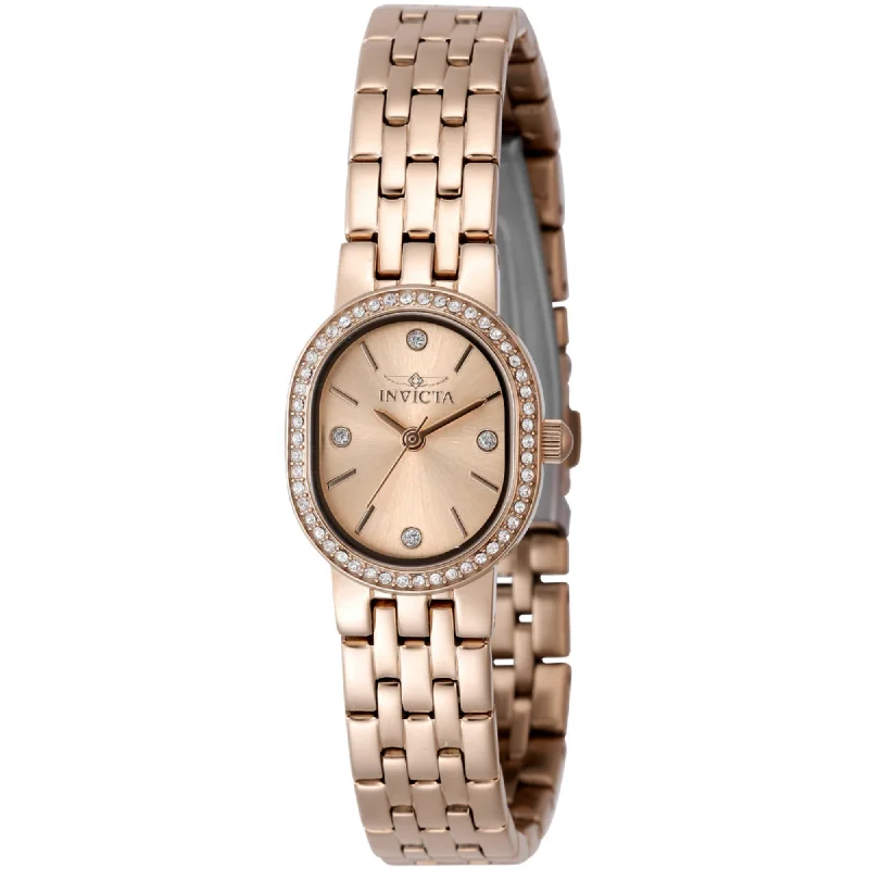 Shadow gothic bracelets-Invicta Women's Watch - Angel Crystal Quartz Rose Gold Dial Steel Bracelet | 48137