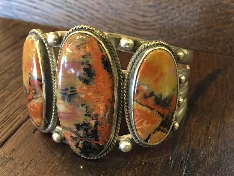 Soft shape bangles-Navajo Petrified Wood Bracelet 1940’s