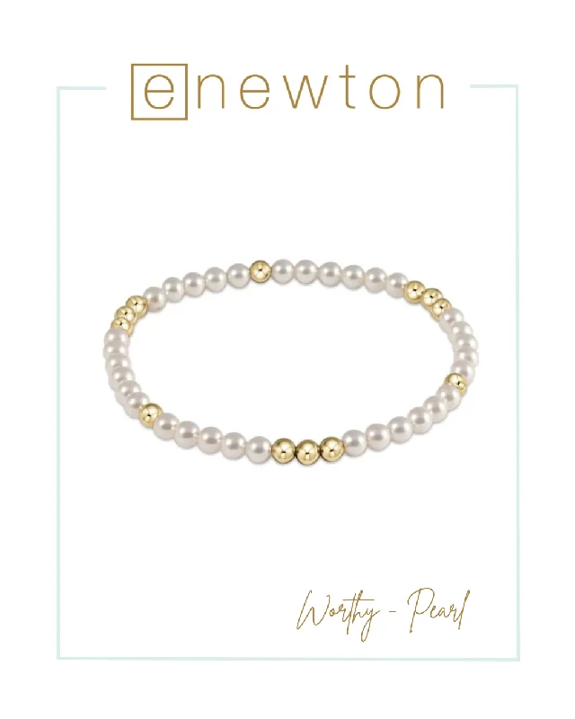 Octagonal shape bracelets-E Newton Worthy Pattern 3mm Bead Bracelet - Pearl