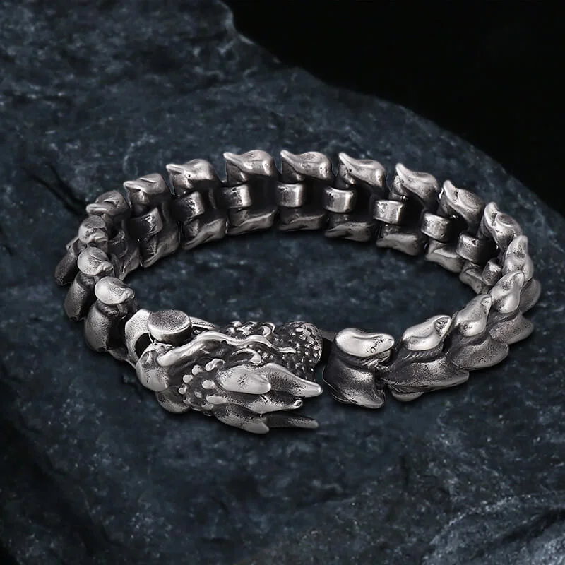 Grand stone bracelets-Domineering Dragon Stainless Steel Men's Bracelet