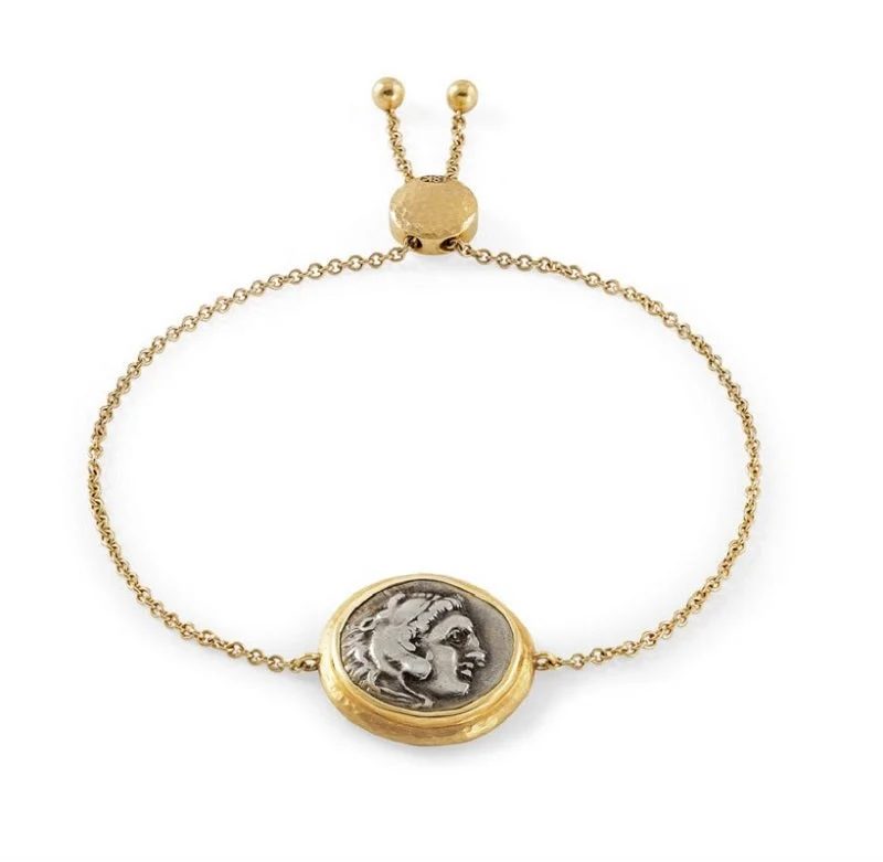 Round link bracelets-Unisex Ancient, Authentic Alexander the Great Coin Bracelet