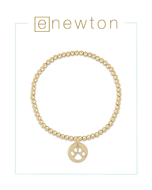 Fine stack bracelets-E Newton Classic Gold 3mm Bead Bracelet - Paw Print Gold Disc