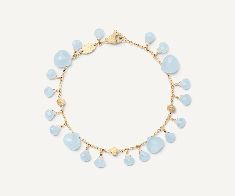 Bead charm bracelets-18K Yellow Gold Single-Strand Aquamarine Bracelet