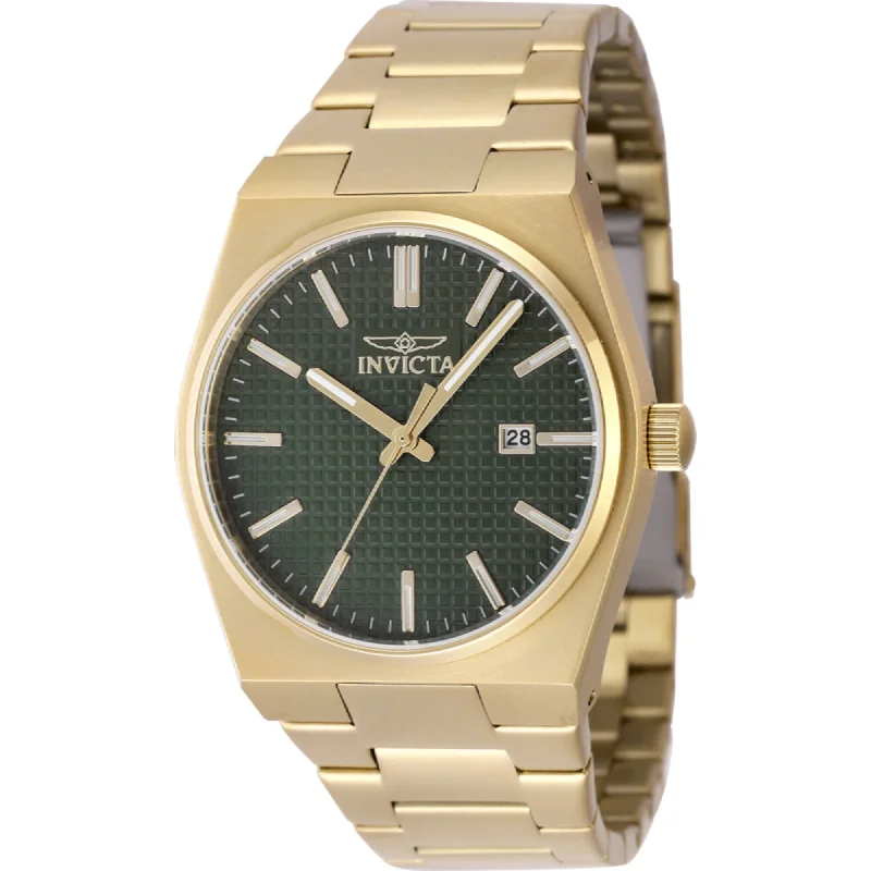 Fluid form bracelets-Invicta Men's Watch - Speedway Quartz Green Dial Yellow Gold Steel Bracelet | 48399