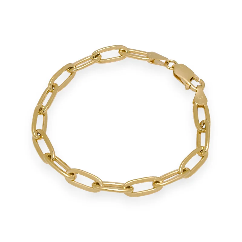 Shining crystal bangles-Gold Plated Large PaperClip Link Bracelet