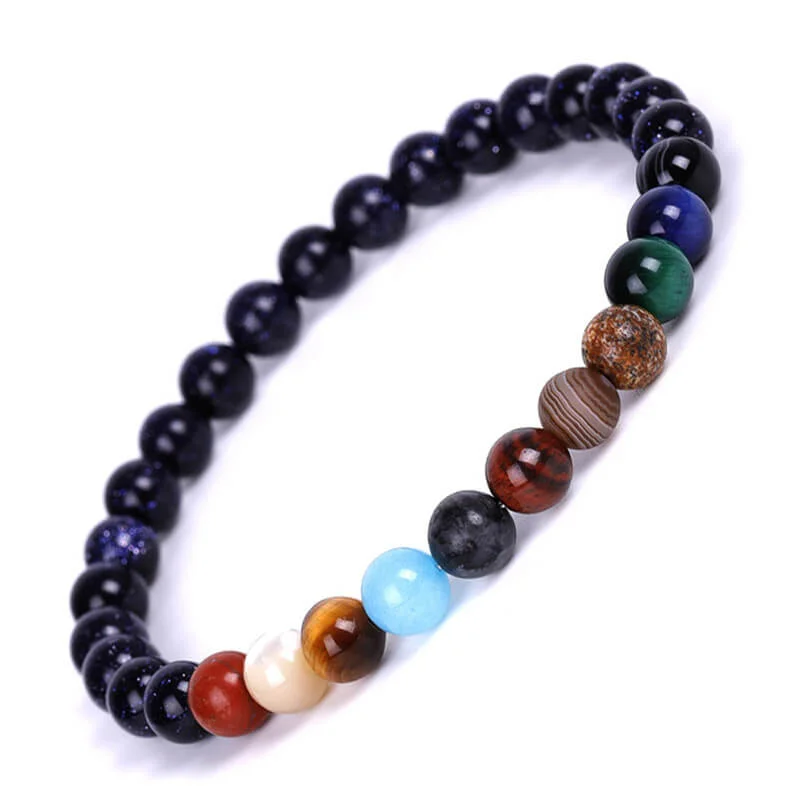 Gem-wrapped bangles-The 8 Planets Natural Stone Beaded Bracelet