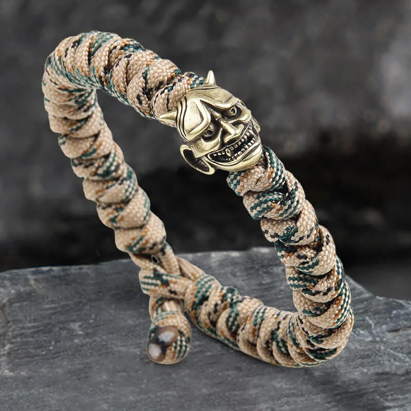 Sculpted cuff bangles-Japanese Oni Alloy 7 Core Paracord Bracelet