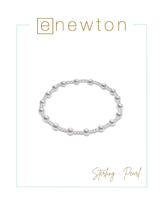 Shining crystal bangles-E Newton Classic Sincerity Pattern Sterling 4mm Bead Bracelet - Pearl