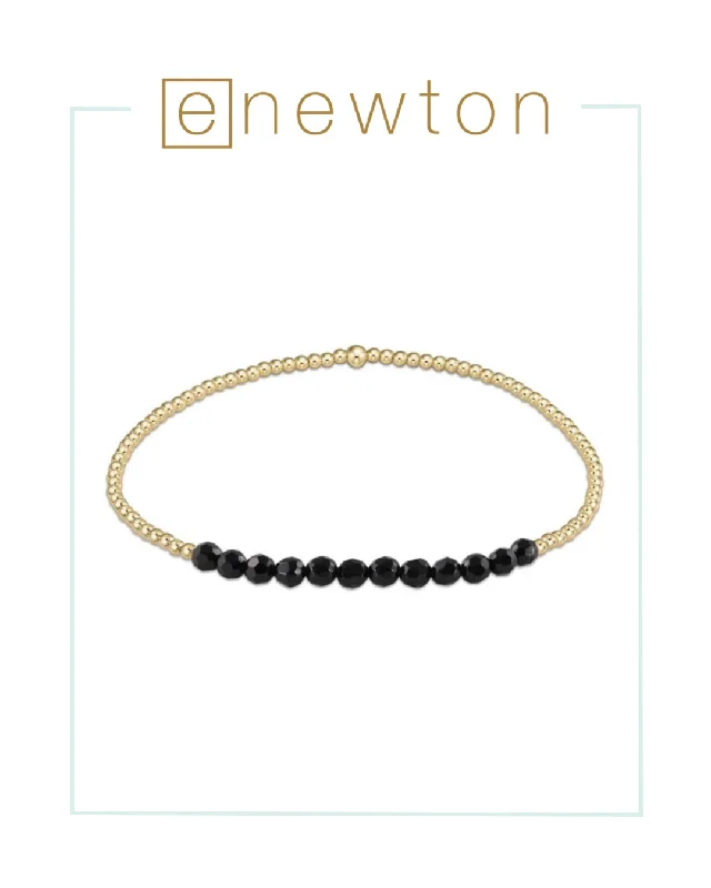 Detailed accent bracelets-E Newton Gold Bliss 2mm Bead Bracelet - Faceted Onyx