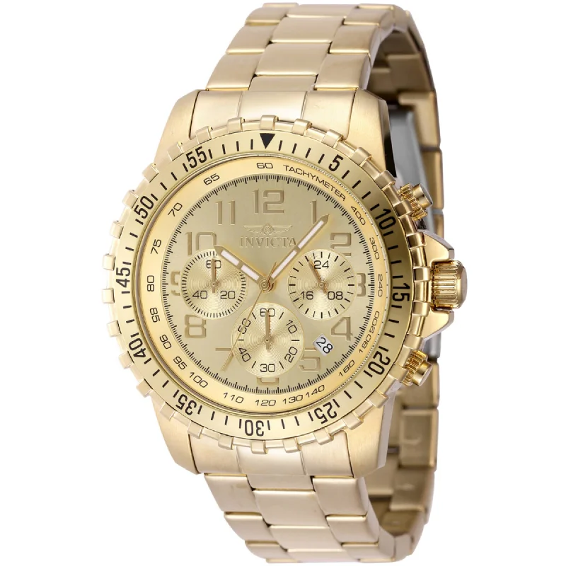 Raw wood bracelets-Invicta Men's Watch - Specialty Quartz Chronograph Yellow Gold Steel Bracelet | 48379