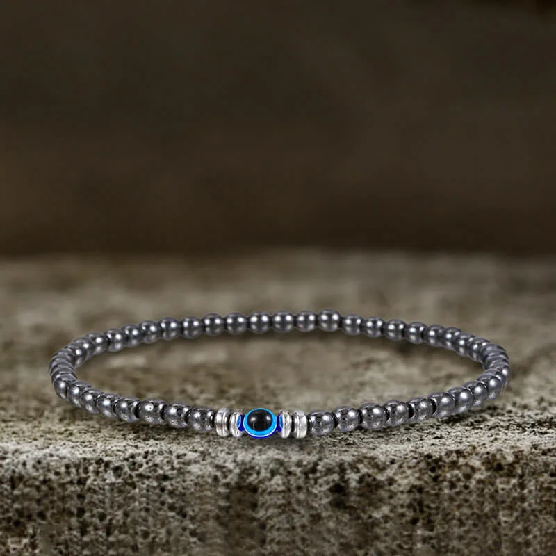 Bead ridge bangles-Evil Eye Natural Stone Beaded Bracelet