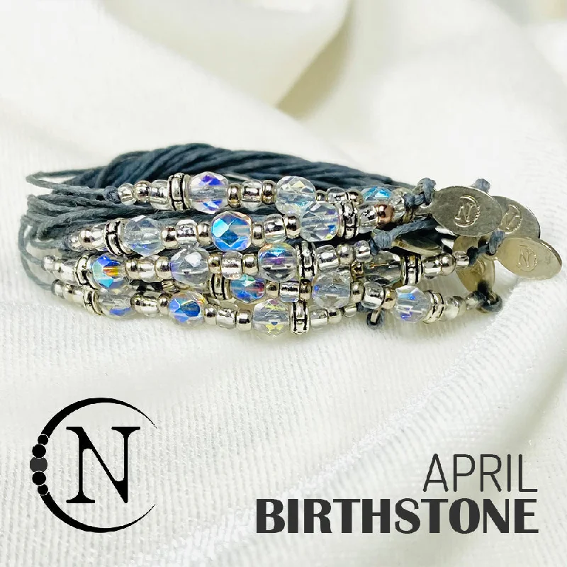 Square design bangles-April Diamond NTIO Birthstone Bracelet