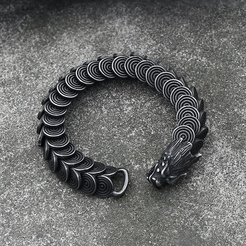 Hematite bangles-Vintage Dragon Stainless Steel Bracelet