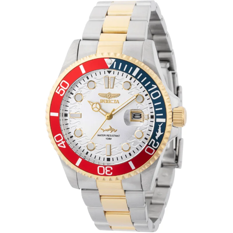 Brushed silver bangles-Invicta Men's Watch - Pro Diver Quartz Silver Dial Two Tone Steel Bracelet | 44707