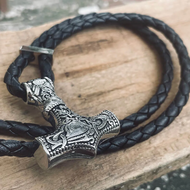 Dove charm bangles-Thor's Hammer Viking Stainless Steel Bracelet