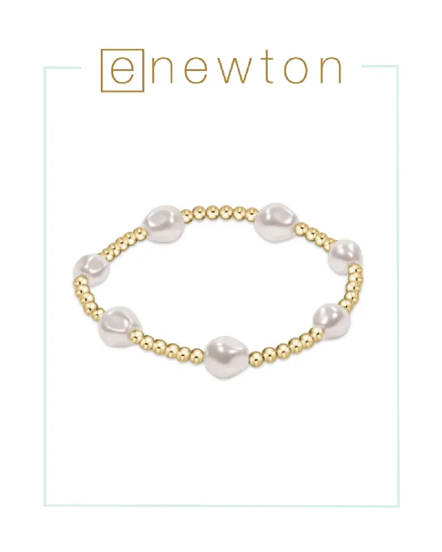 Knotted edge bangles-E Newton Extends | Admire Gold 3mm Bead Bracelet - Pearl